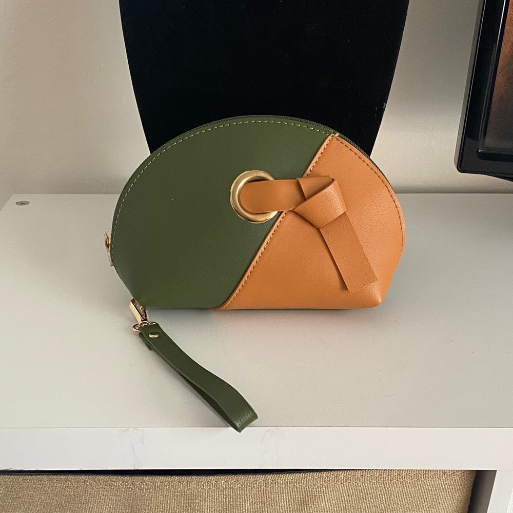 Two-Tone Green and Tan Women's Clutch